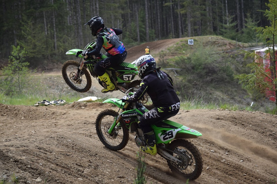 A close race between two Kawasaki riders. Photo by Marc Kitteringham/Campbell River Mirror