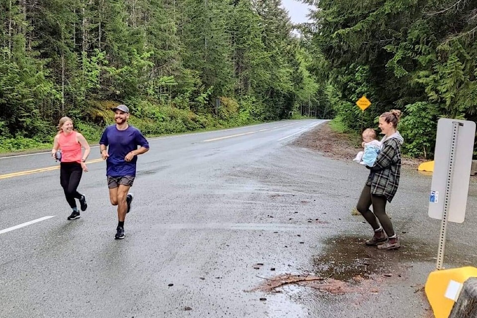 Sophie O’Brien and Mack Punter run between Gold River and the Strathcona Park Lodge on Buttle Lake on June 5. Photo courtesy Sophie O’Brien