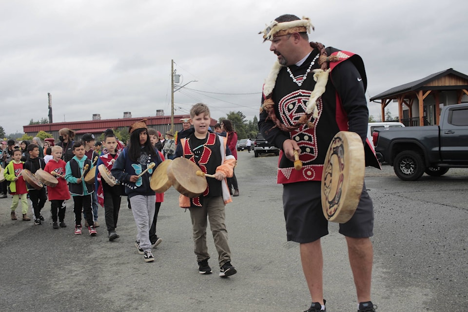 Children led the procession from KDC Health to Spirit Square. Photo by Marc Kitteringham/Campbell River Mirror