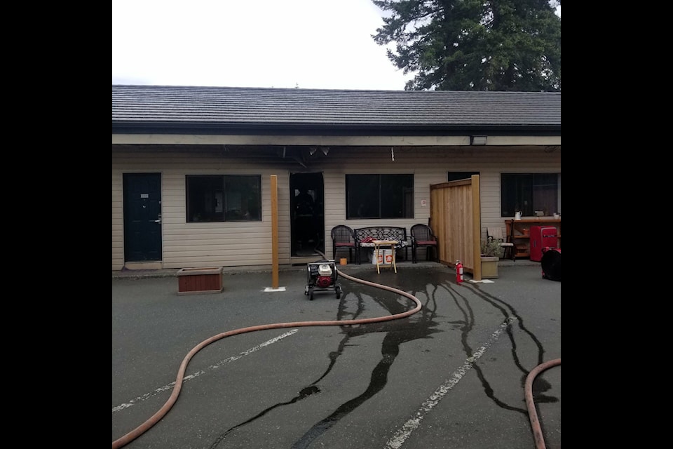 A fire was quickly contained BC Housing complex at Riverside Village. Photo courtesy Campbell River Fire Department