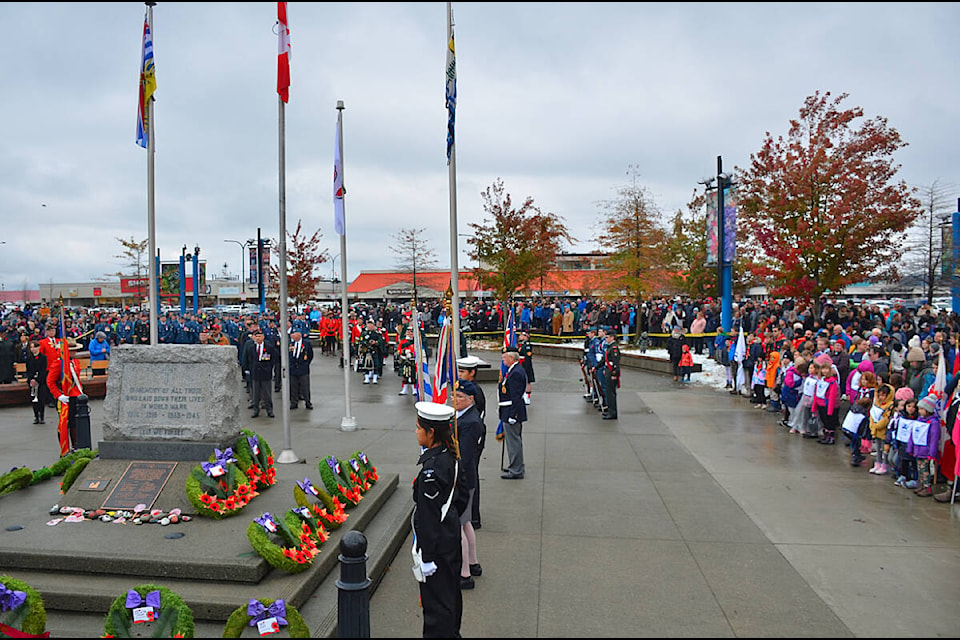 Campell River held its Remembrance Day ceremony at the downtown Cenotaph Friday, Nov. 11, 2022. Photo by Alistair Taylor/Campbell River Mirror
