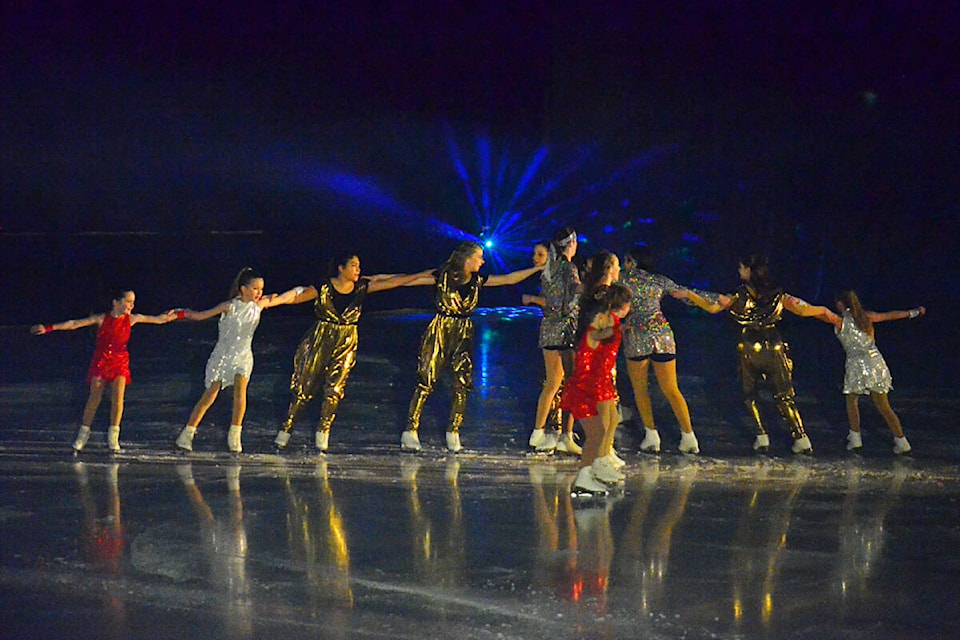 The Star 2 skaters perform a disco medley during the opening of the Campbell River Skating Club’s “50 The Ice Show” anniversary celebration on March 11, 2023 at Rod Brind’Amour Arena. PHoto by Alistair Taylor/Campbell River Mirror