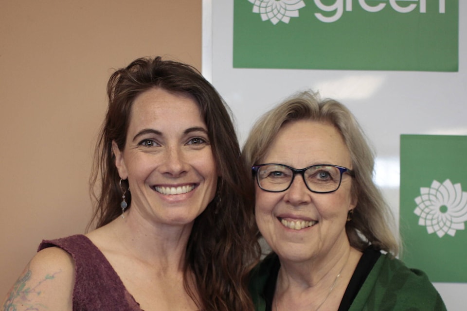 Jessica Wegg (left) is the Federal Green Party’s candidate for the North Island-Powell River riding. Green Party leader Elizabeth May (right) announced Wegg’s candidacy at the Green Party AGM in Campbell River. Photo by Marc Kitteringham/Campbell River Mirror