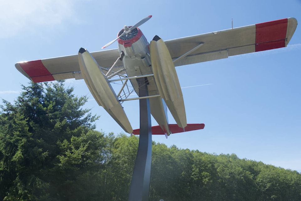 The de Havilland DHC-2 Beaver aircraft will welcome visitors to Campbell River as they drive into town off of Island Highway. A dedication ceremony for the plane was held at Beaver Landing on July 14. Photo by Edward Hitchins/Campbell River Mirror