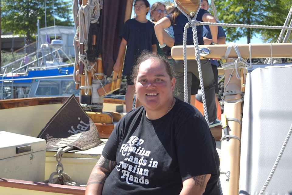 Captain Moani Heimuli welcomes visitors to Hōkūle,a. Photo by Marc Kitteringham/Campbell River Mirror