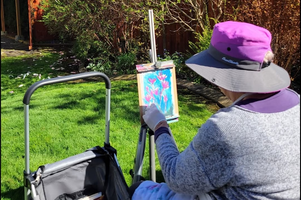 Nanci Cook (Plein Air painter) at work.