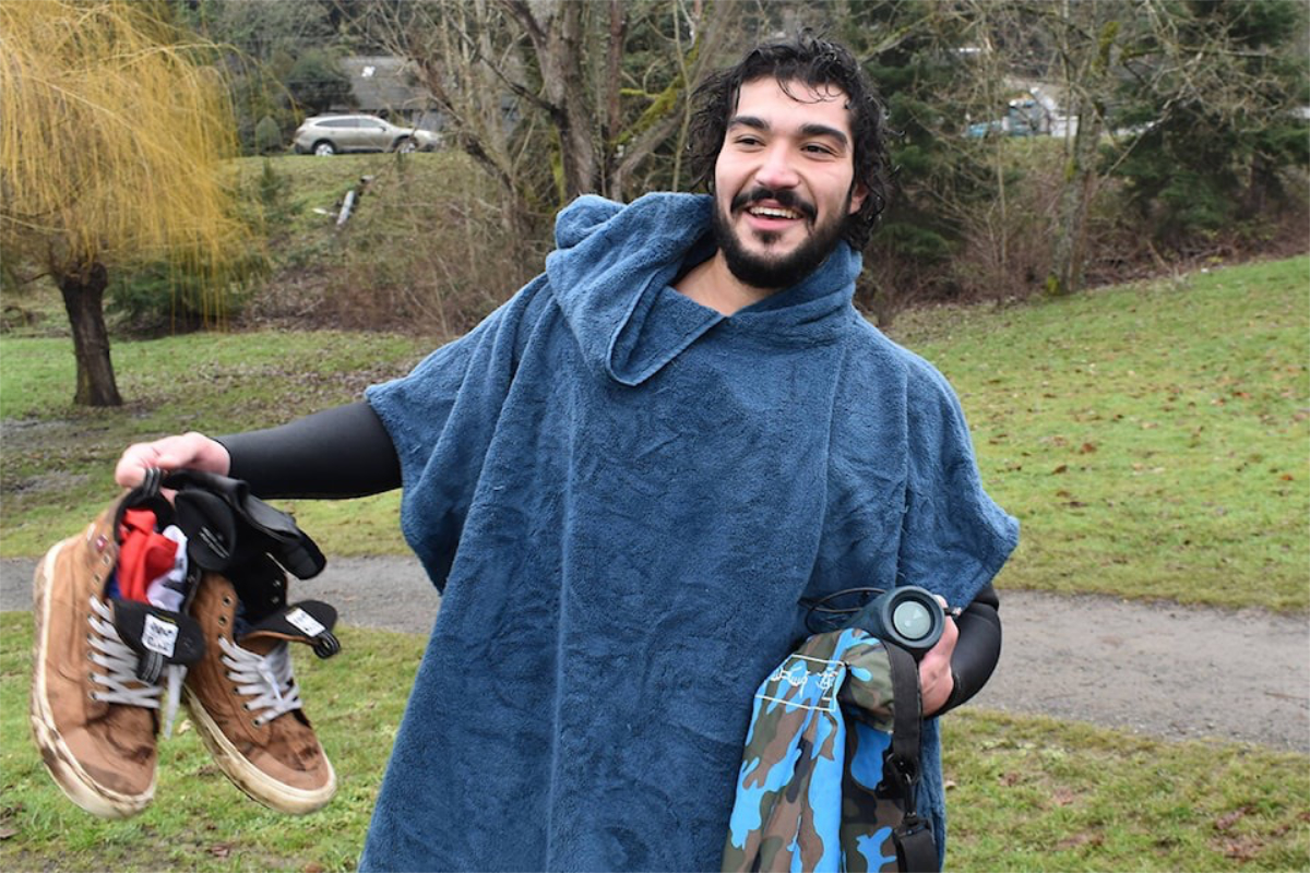 Lucas Gentina swam from Quadra Island to Campbell River last month.
