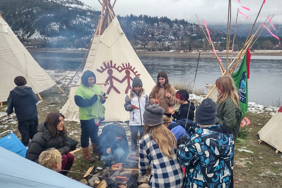 The Inchelium Language and Culture Association with support from the Sinixt Confederacy hosted a Sinixt Medicine Camp at Kp̓iƛ̓l̓s (Brilliant Flats) on Nov. 8-23. 