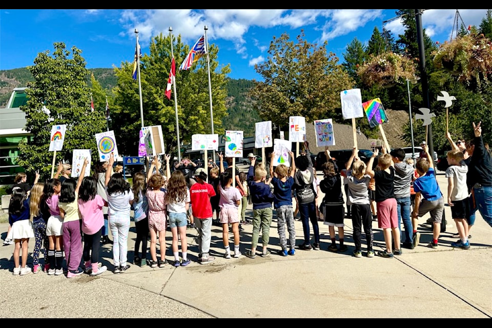 Twin Rivers Elementary students held a peace rally at City Hall on Sept. 20.