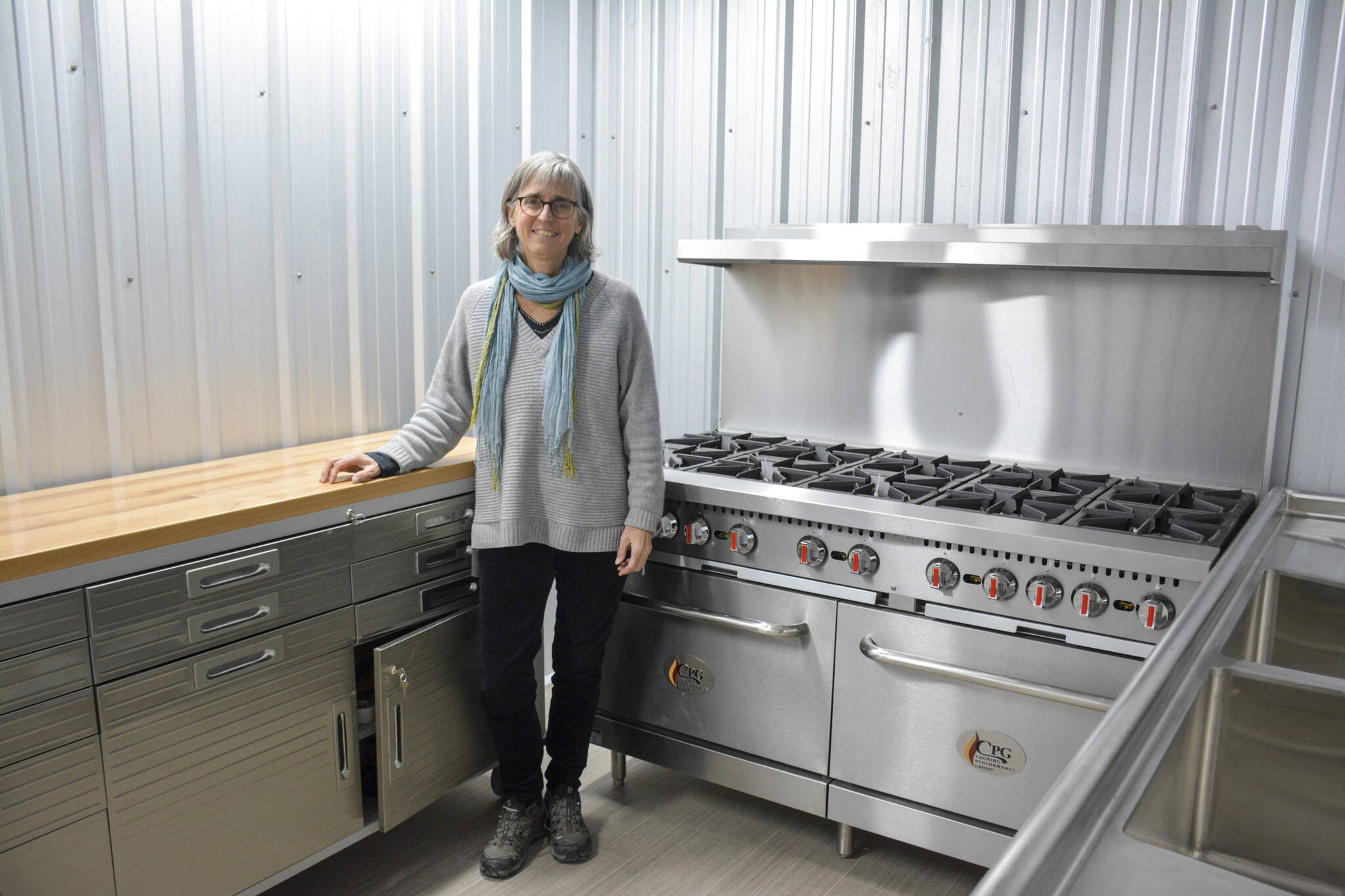 Elizabeth Quinn, executive director of Fields Forward, shows off the commercial kitchen. (Photo by Kelsey Yates)
