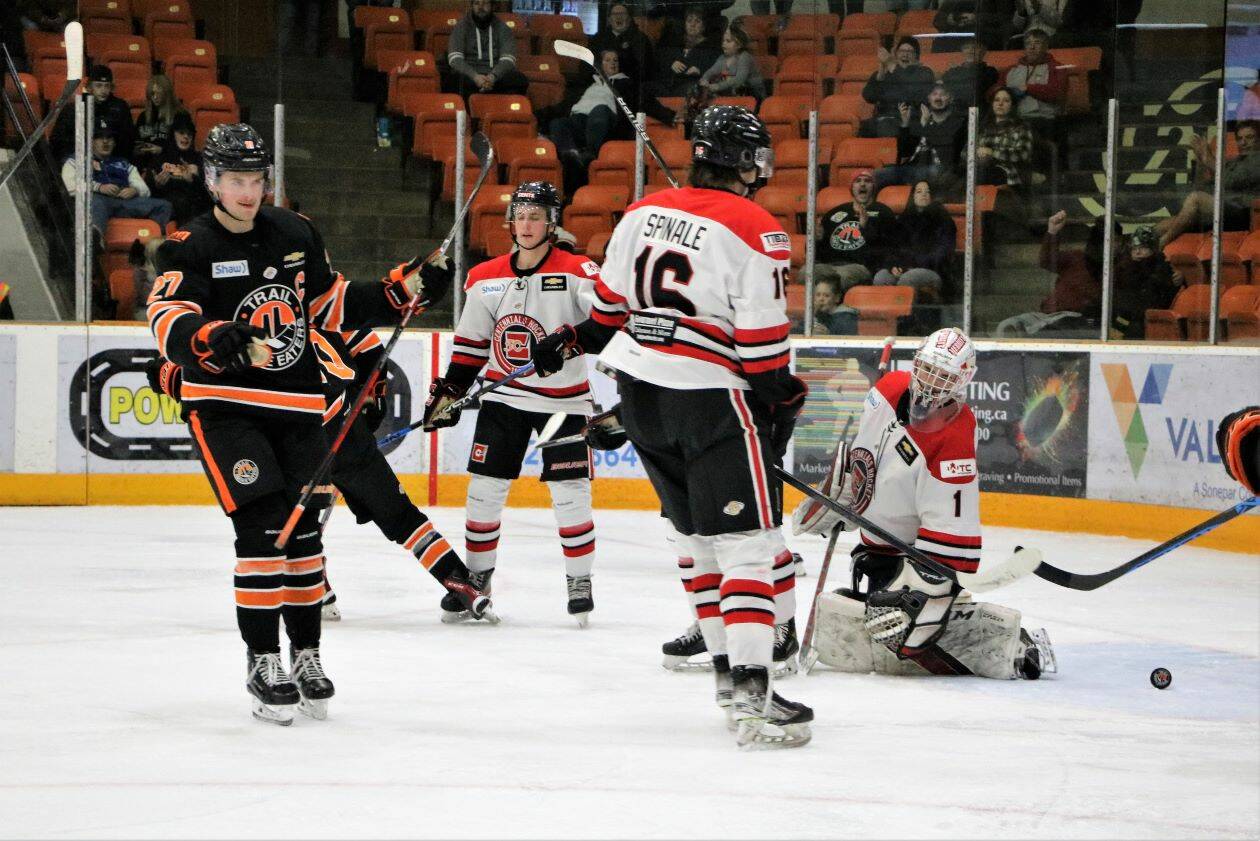 Trail Smoke Eaters captain Evan Bushy scores the insurance goal midway through third period.