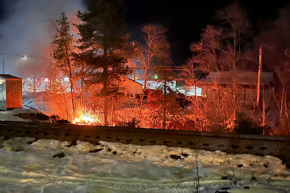 A homeless encampment caught fire on Jan. 26 near Century 21. Photo: Submitted