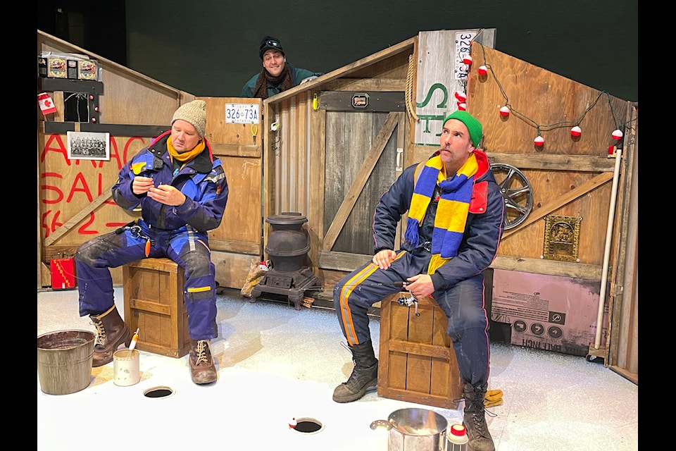 Mark DuMez as Lloyd, Antony Knight as Ernie the Moocher and Sean Baker as Marvin in "Guys on Ice".