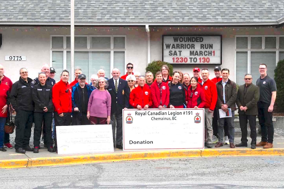 Chemainus Legion presents cheque to Wounded Warriors BC Run