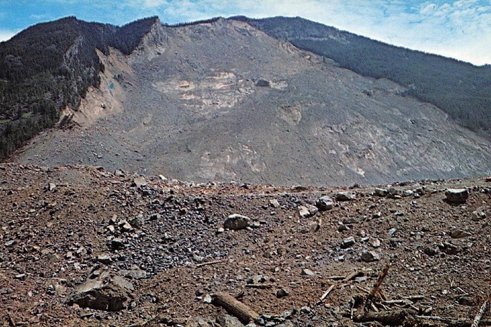 The Hope Slide as depicted on a 1960s postcard. (The Hope Standard file)