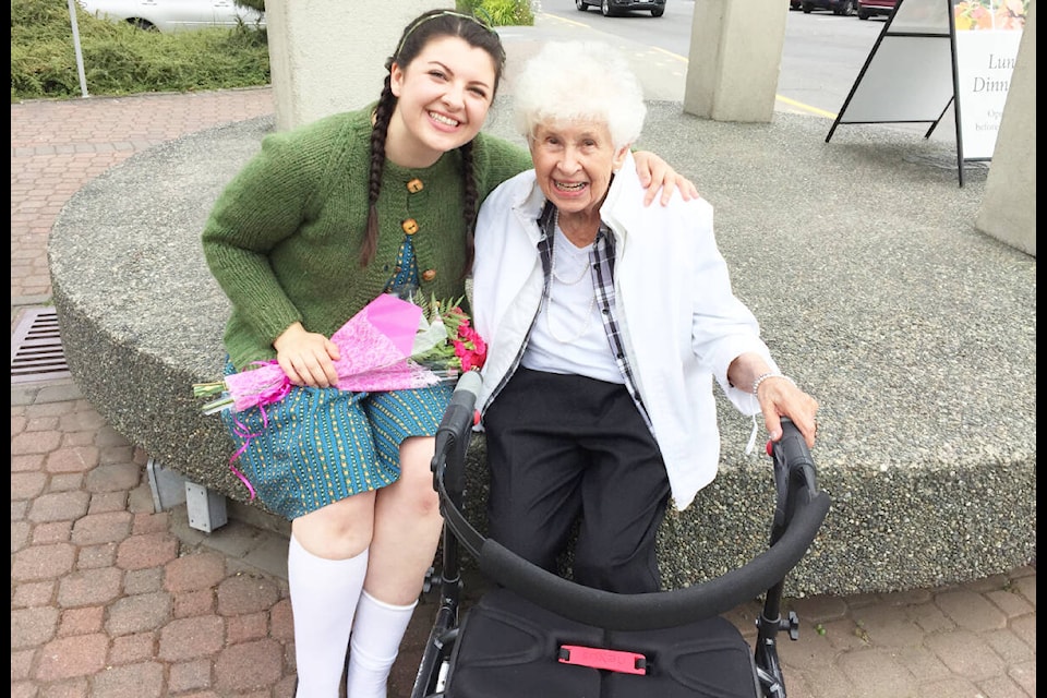 Georgia Bennett with proud grandma Sandra Heydon for 'The Lion Witch and Wardrobe' at the Chemainus Theatre in 2017. (Photo submitted)