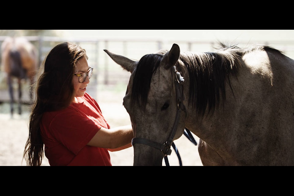 Logan Red Crow of the Siksika First Nation in Alberta with Sally who are featured in the documentary Aitamaako’tamisskapi Natosi: Before The Sun directed by Banchi Hanuse of Bella Coola. (Taxam Films photo)