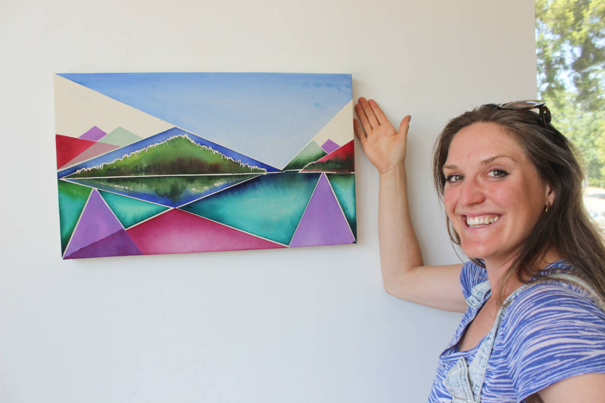 Stylized landscapes by Skye Skagfeld offer a unique perspective on her theme of water. (Photo by Don Bodger)