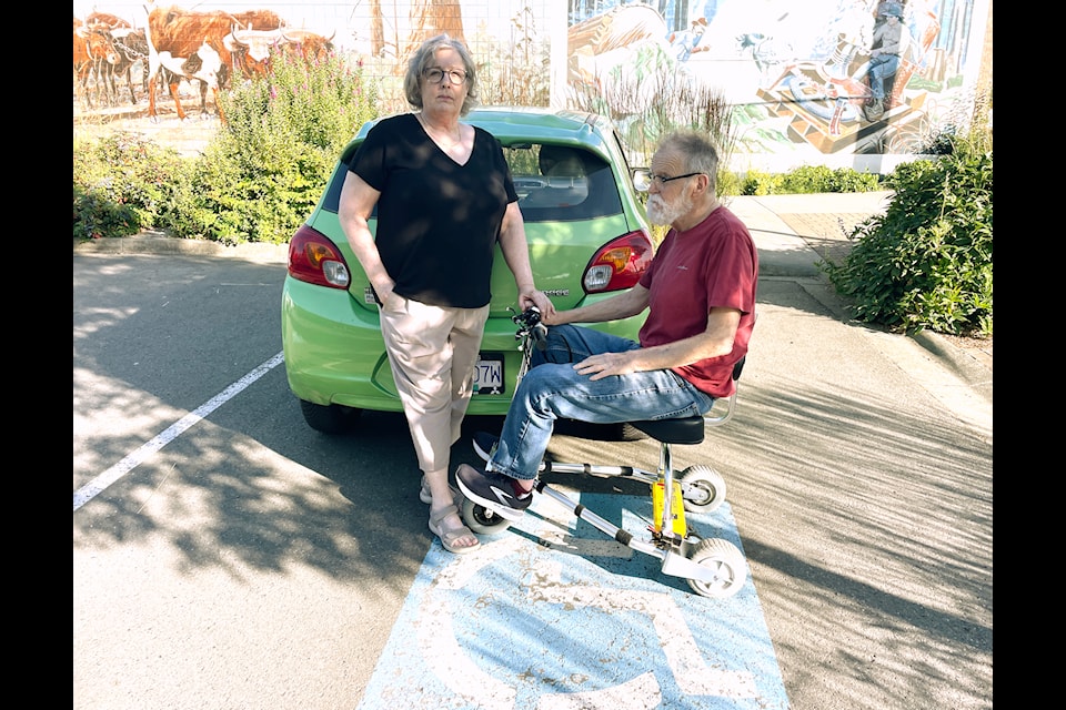 Barbara MacDonald and her husband Ralph Williams say the lack of accessible parking during local events makes them feel unwelcome in their own community. “We want to live, not just exist,” MacDonald said. Williams, a retired Crofton mill worker, uses a scooter due to Parkinson’s disease.