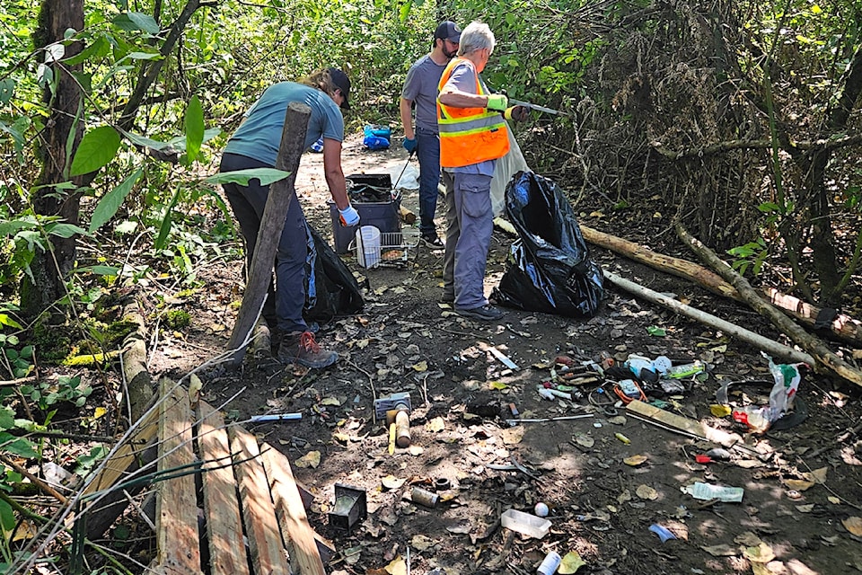 Gill Bar saw emergency cleanup by volunteers and restoration officials on the Fraser River near Chilliwack on Aug 28.
