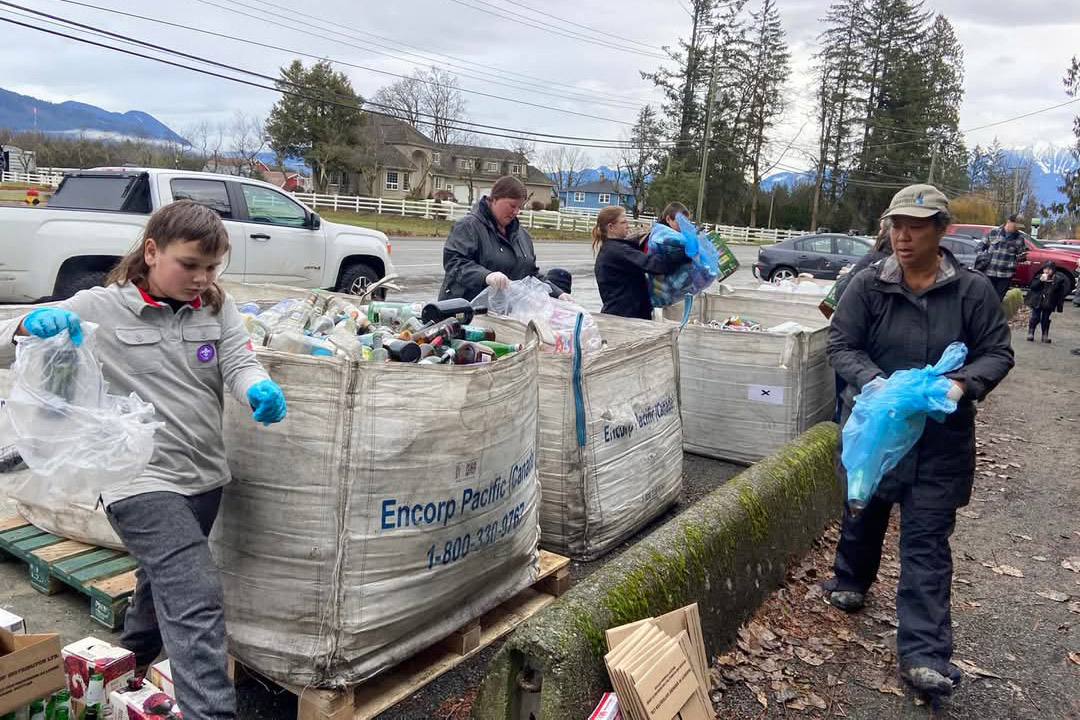 Members of 1st Fairfield Scouts Group take part in a previous bottle drive at the Scouts Hall on Hope River Road. Their next bottle drive, in collaboration with 6th Chilliwack Scouts, is set for Saturday, Jan. 4, 2025. 
