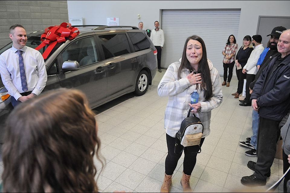Julie Piechotta was the winner of the 2024 Christmas Car Giveaway by Fix Auto and Valley Toyota. She is seen with her new vehicle, a 2011 Toyota Sienna, at Valley Toyota on Tuesday, Dec. 17, 2024.