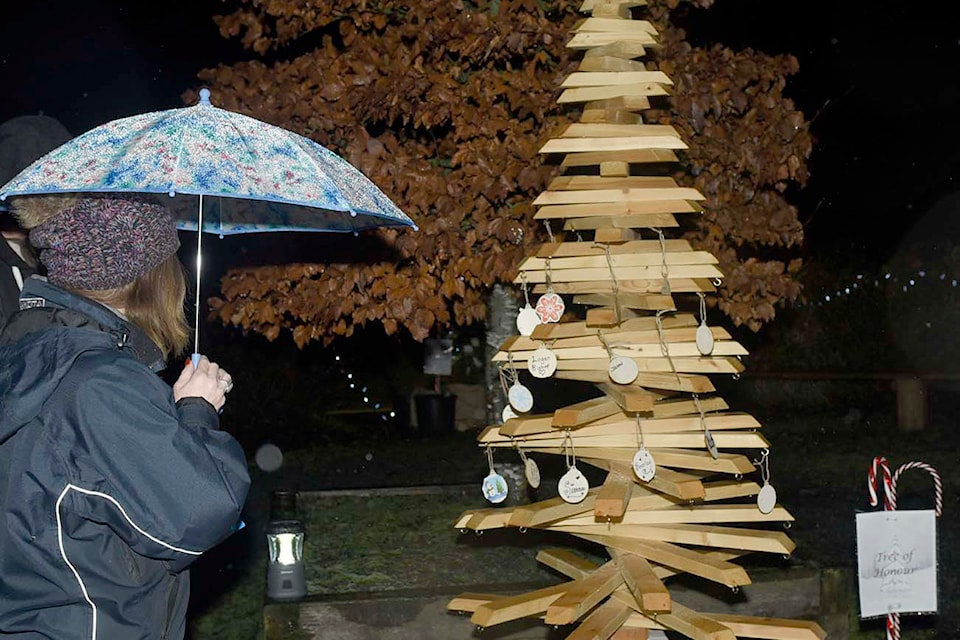 About 150 people came out to the Forest of Memories event hosted by the Abbotsford Hospice and Grief Support Society at Bakerview Farms in Abbotsford on Friday, Dec. 13, 2024. 