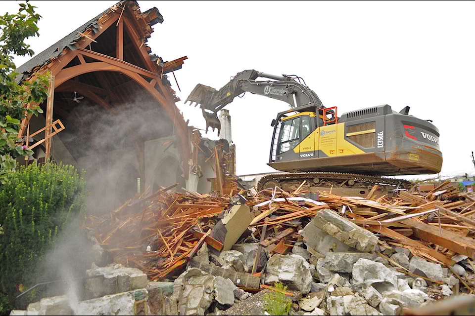 Cheam View United Church at the corner of Spadina Avenue and Yale Road in downtown Chilliwack was demolished on Tuesday, July 30, 2024.