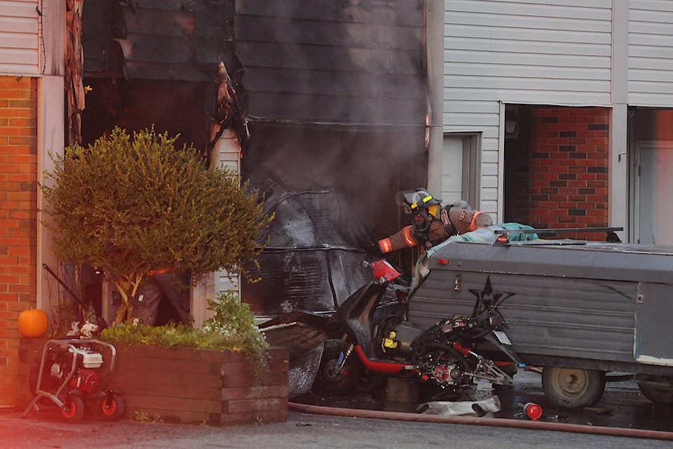Chilliwack firefighters were called out to this garage fire on Hazel Street on Wednesday, Nov. 6, 2024.