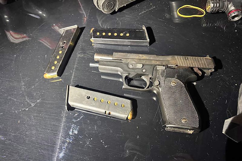 A loaded handgun with three magazines, bulk packaged drugs, more than $18,000 in cash, and cell phones were seized by Chilliwack RCMP during a traffic stop on Aug. 13, 2025. 