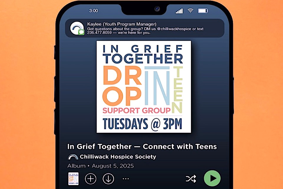 In Grief Together is a drop-in support group for Chilliwack teens from Chilliwack Hospice Society.