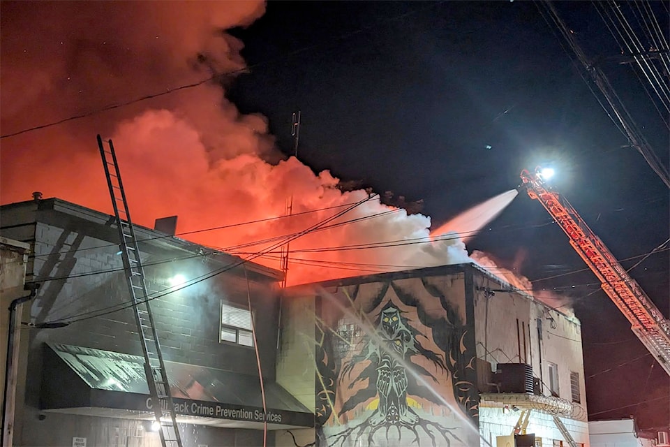 A fire broke out at a downtown Chilliwack business on Wellington Avenue around 12:30 a.m. on Wednesday, July 16, 2025. 