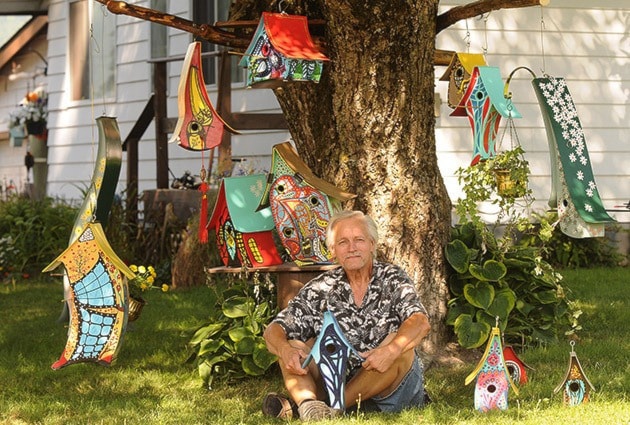 Bryan Thompson describes his birdhouses as "psychedelic." JENNA HAUCK/ PROGRESS