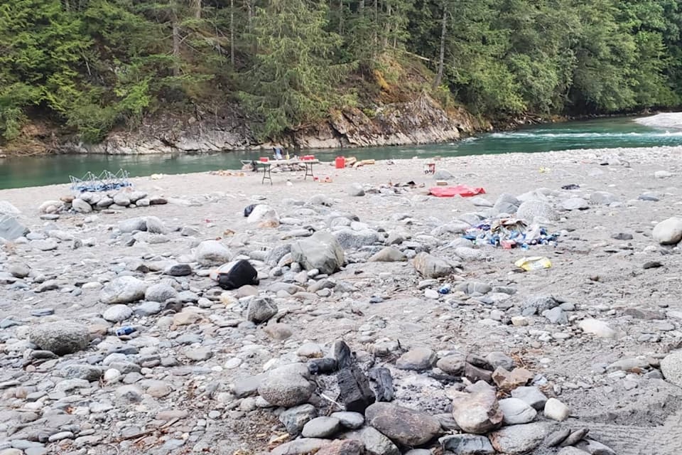 Dee Hudson’s Facebook post of copious amounts of garbage at a Harrison campsite has garnered online attention this week. Hudson’s group cleaned up as much as they could; the Facebook community expressed outrage and disgust at the partygoers’ behaviour. (Contributed photos/Dee Hudson)