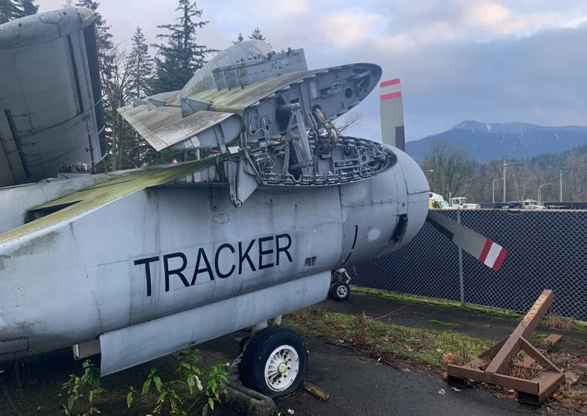 A 75-year-old aircraft has been languishing in a parking lot on the campus of the University of the Fraser Valley, but will soon be moved to the B.C. Aviation Museum. (Paul Henderson/ Chilliwack Progress)