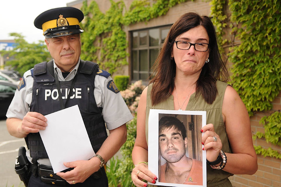 Eva Pucci Couture in this file shot from May 29, 2019, when she came to Chilliwack asking for the public’s help in locating her missing son, Kristofer Shawn Couture. (Jenna Hauck/ Chilliwack Progress file)