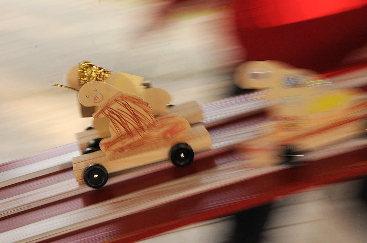 Beaver Buggies race down the track at Gwynne Vaughan on Tuesday, April 6, 2021. (Jenna Hauck/ Chilliwack Progress)