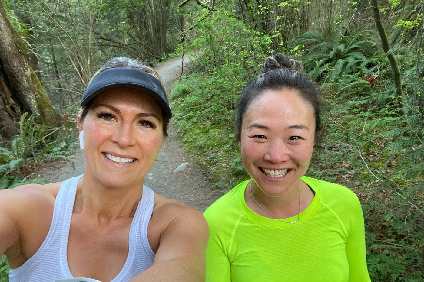 April Migneault of Maple Ridge, seen here with her running friend Hannah Baerg, has run every day in April (and also increased the distance of each run by one kilometre each day) for a total of 465 kilometres in 30 days. Its how she chose to raise money for her friend, Dave Corke of Chilliwack, who has leukemia. (Facebook/April Migneault)