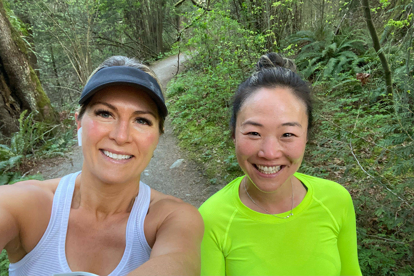 April Migneault of Maple Ridge, seen here with her running friend Hannah Baerg, has run every day in April (and also increased the distance of each run by one kilometre each day) for a total of 465 kilometres in 30 days. Its how she chose to raise money for her friend, Dave Corke of Chilliwack, who has leukemia. (Facebook/April Migneault)