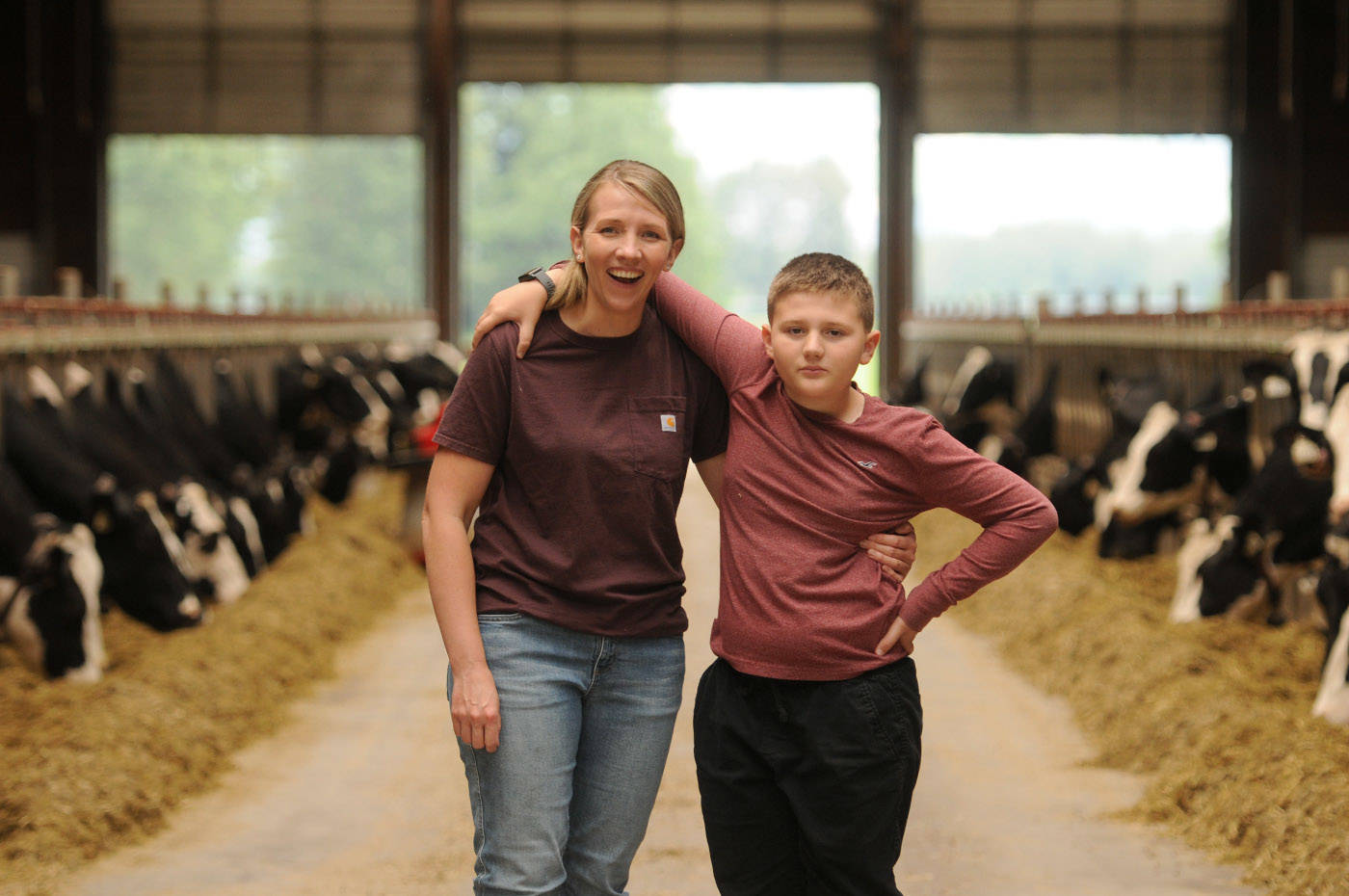 Sarah Sache and her 11-year-old son Winston at their home, West River Farm, in Chilliwack on Tuesday, June 15, 2021. (Jenna Hauck/ Chilliwack Progress)