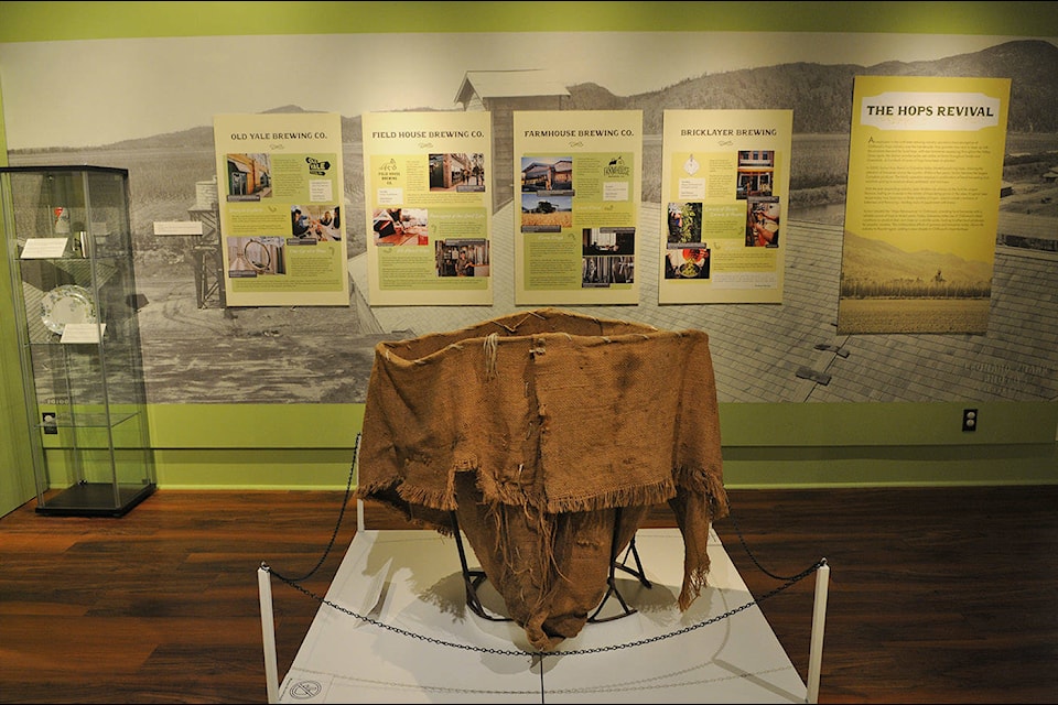 Hops and Heritage runs June 24 to Sept. 11 at four local breweries and with an exhibition at the Chilliwack Museum. Pictured here is a hops bag. (Jenna Hauck/ Chilliwack Progress)