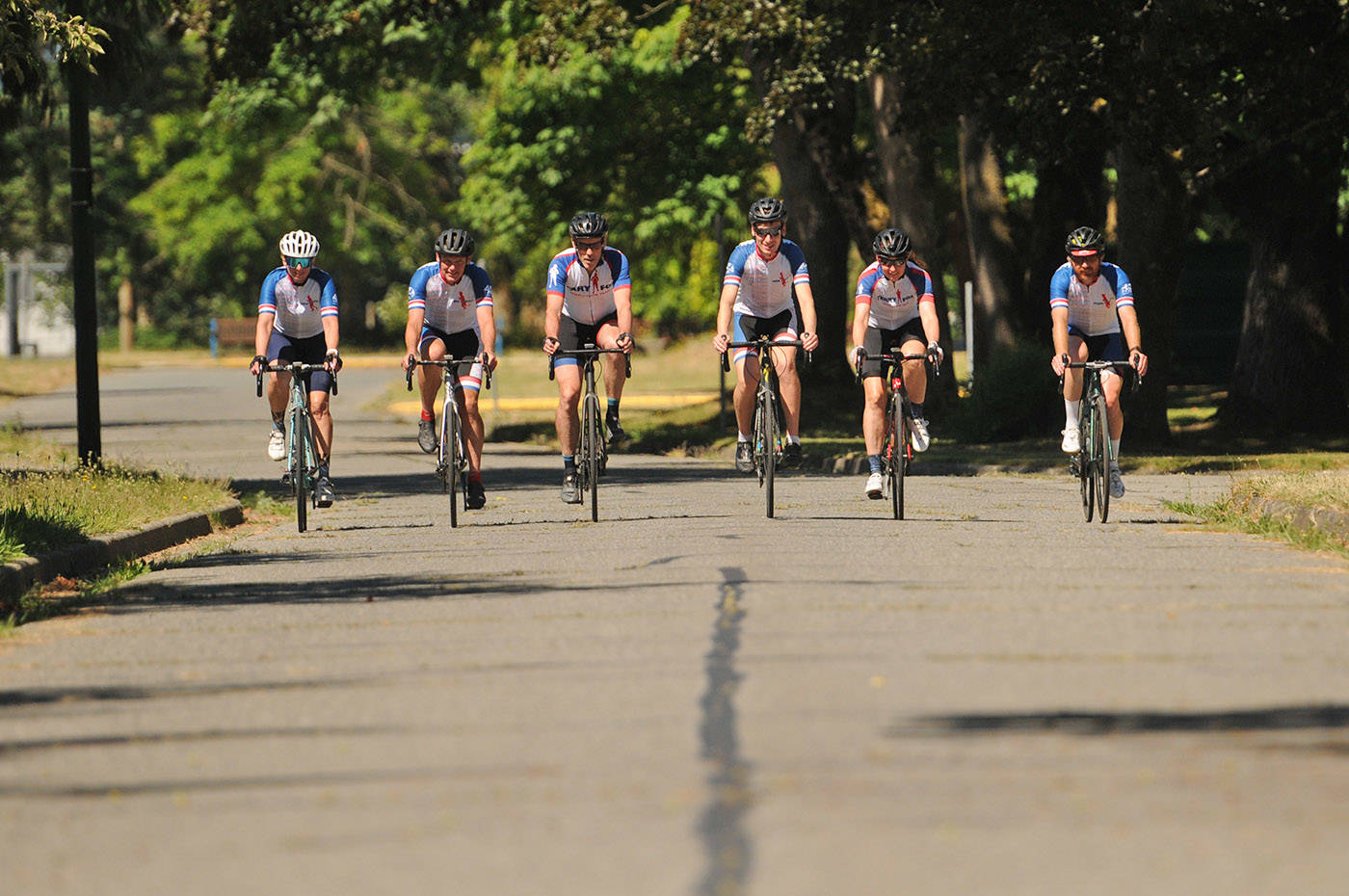 Members of the Fraser Valley Try Like Terry team, including Terry Foxs brother Darrell Fox second from left) are gearing up for their 410-kilometre Ride of Hope fundraiser on July 3, 2021. (Jenna Hauck/ Chilliwack Progress)
