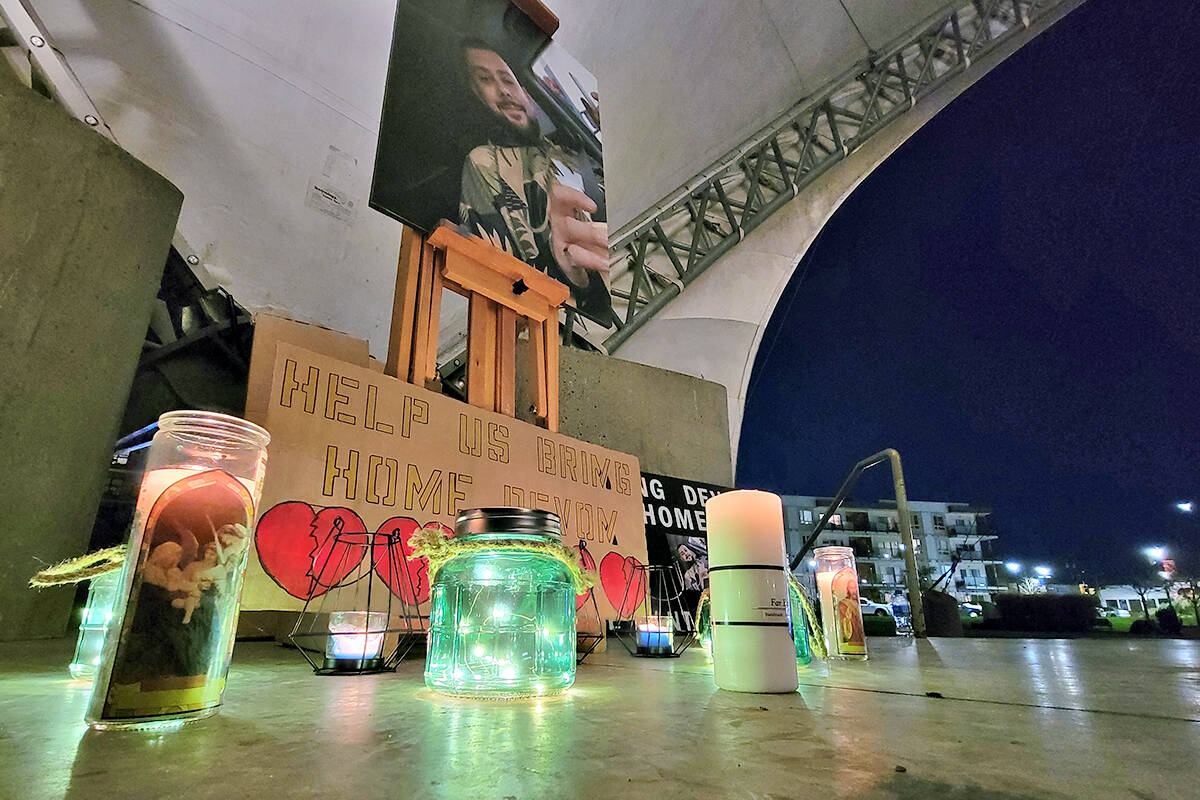 A vigil was held on Tuesday, Nov. 16 for Devon Goodrick in Langley Citys Douglas Park. (Dan Ferguson/Langley Advance Times)