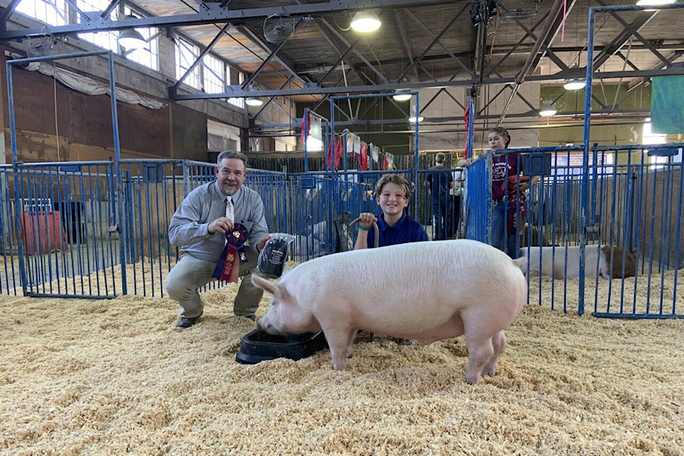 Chilliwack’s Holden Frose won for Champion Market Hog in the 2022 PNE 4-H Festival. (Submitted by Debbie Frose)