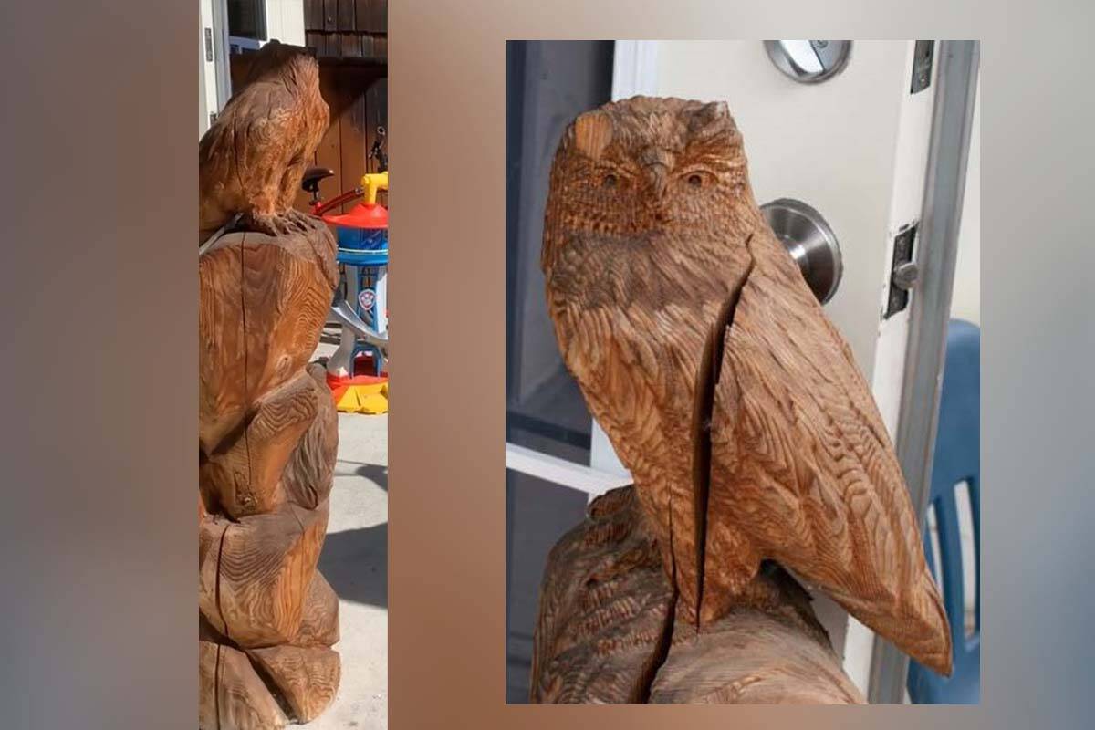 Coquitlam RCMP are asking for help identifying the thief of a Kwikwetlem First Nation totem pole, who took off with the carving in a U-Haul on Oct. 12. (Images courtesy of Coquitlam RCMP)