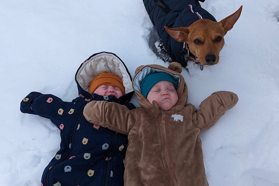 Mandy Lee Kuhn posted this photo of two babies and a doggy.