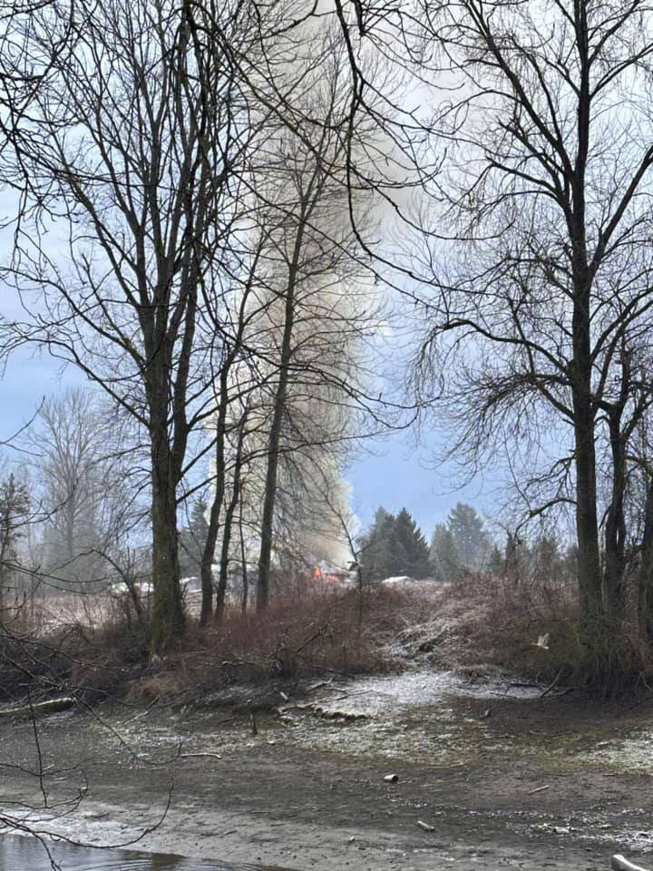 The Chilliwack Fire Department and RCMP were called to a house fire on Landing Drive around 7:30 a.m. on Saturday, March 25, 2023. (Brittany Alendal/ Facebook)