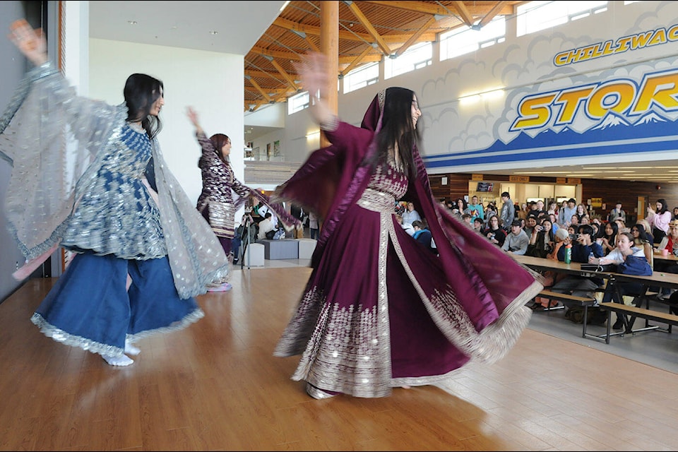 Students dance during Chilliwack Senior Secondary’s Cultural Day on Thursday, April 27, 2023. (Jenna Hauck/ Chilliwack Progress)