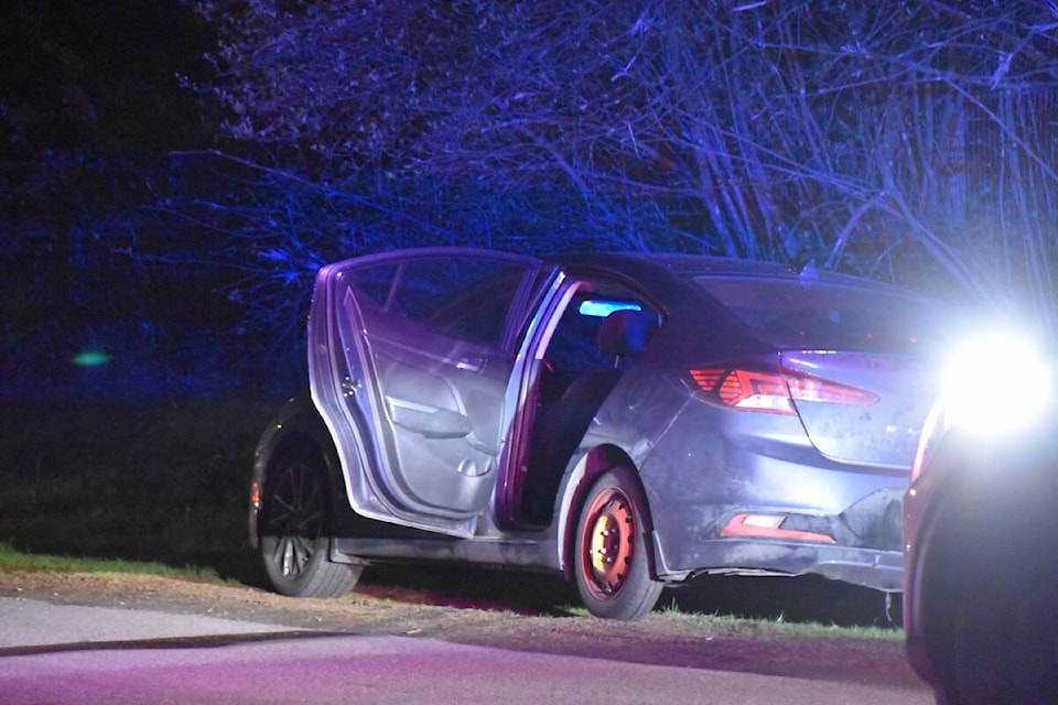 A Tuesday night car fire in Langley is believed connected to a fatal Surrey shooting. (Curtis Kreklau/South Fraser News Services/Special to Langley Advance Times)