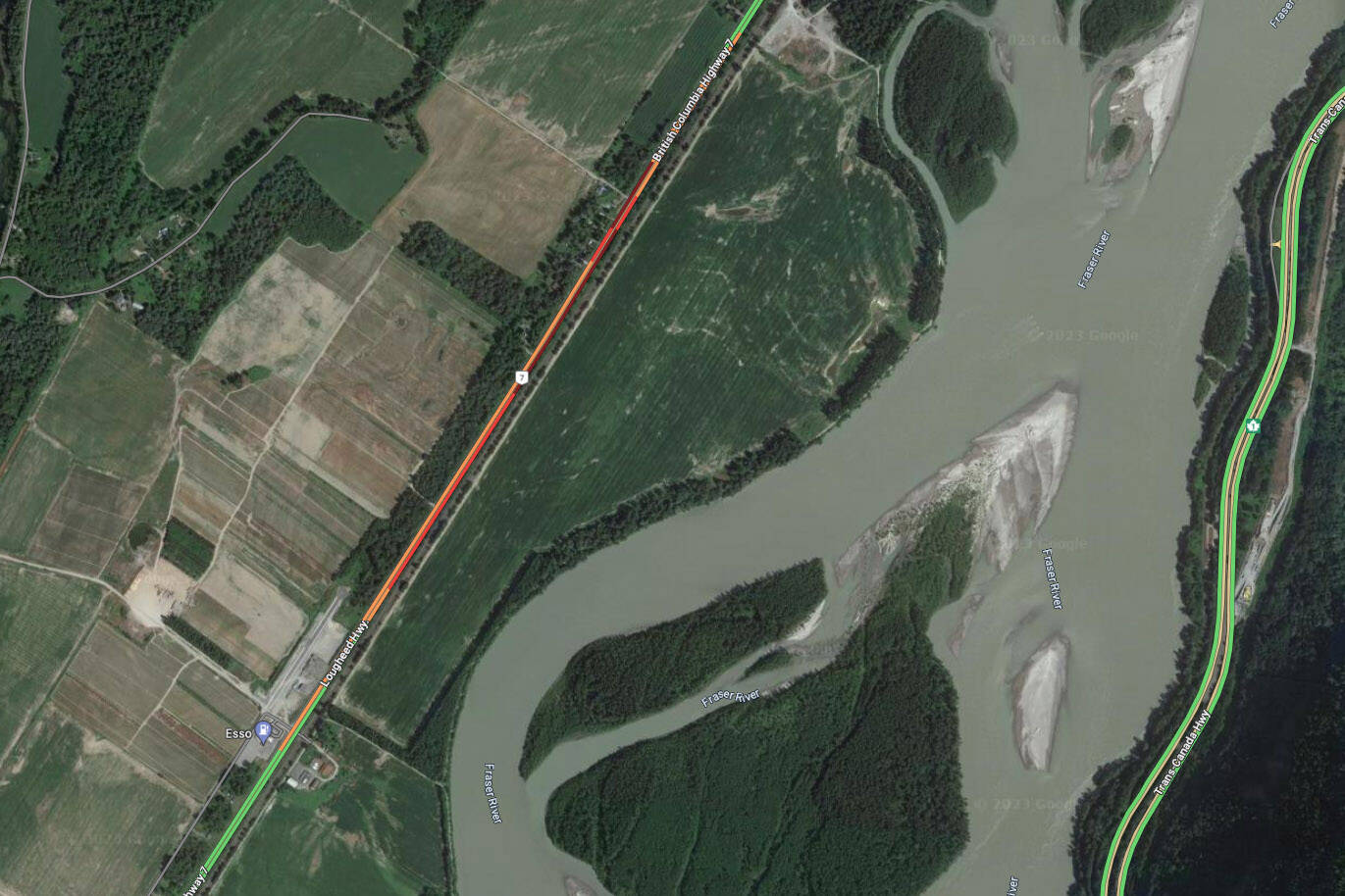Emergency crews were called to a head-on collision near Agassiz on the Lougheed Highway on Friday, May 19, 2023. (Google maps)